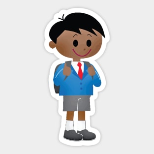 Handsome Schoolboy in A Cool Blue Uniform Sticker